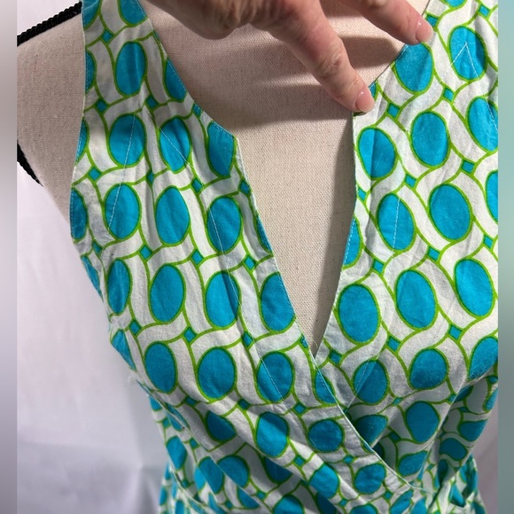 Gretchen Scott Designs Wrap Mini Dress Blue and Green Small Pretty for Summer - Picture 2 of 8